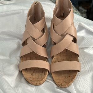 BCBGeneration blush sandal wedge.Minor scuffs left heel. Wore for graduation.